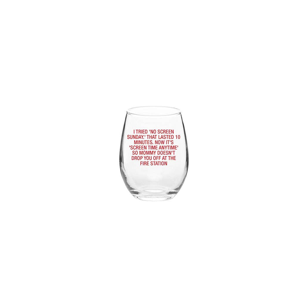 No Screen Sunday Wine Glass